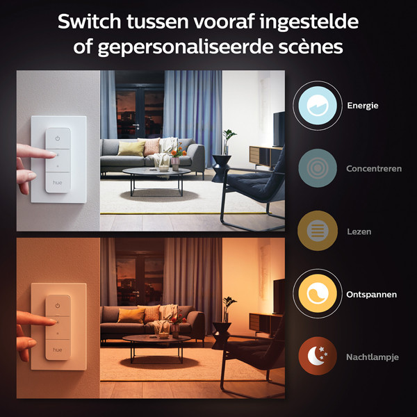 Philips Hue Wellner Tafellamp Zwart White Ambiance incl. dimmer switch Philips HUE 123led